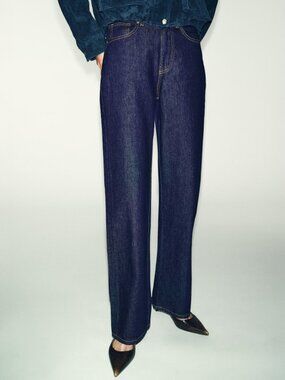 Zara Dark Wash High Rise Straight Leg Jeans NWT NEW Size 8